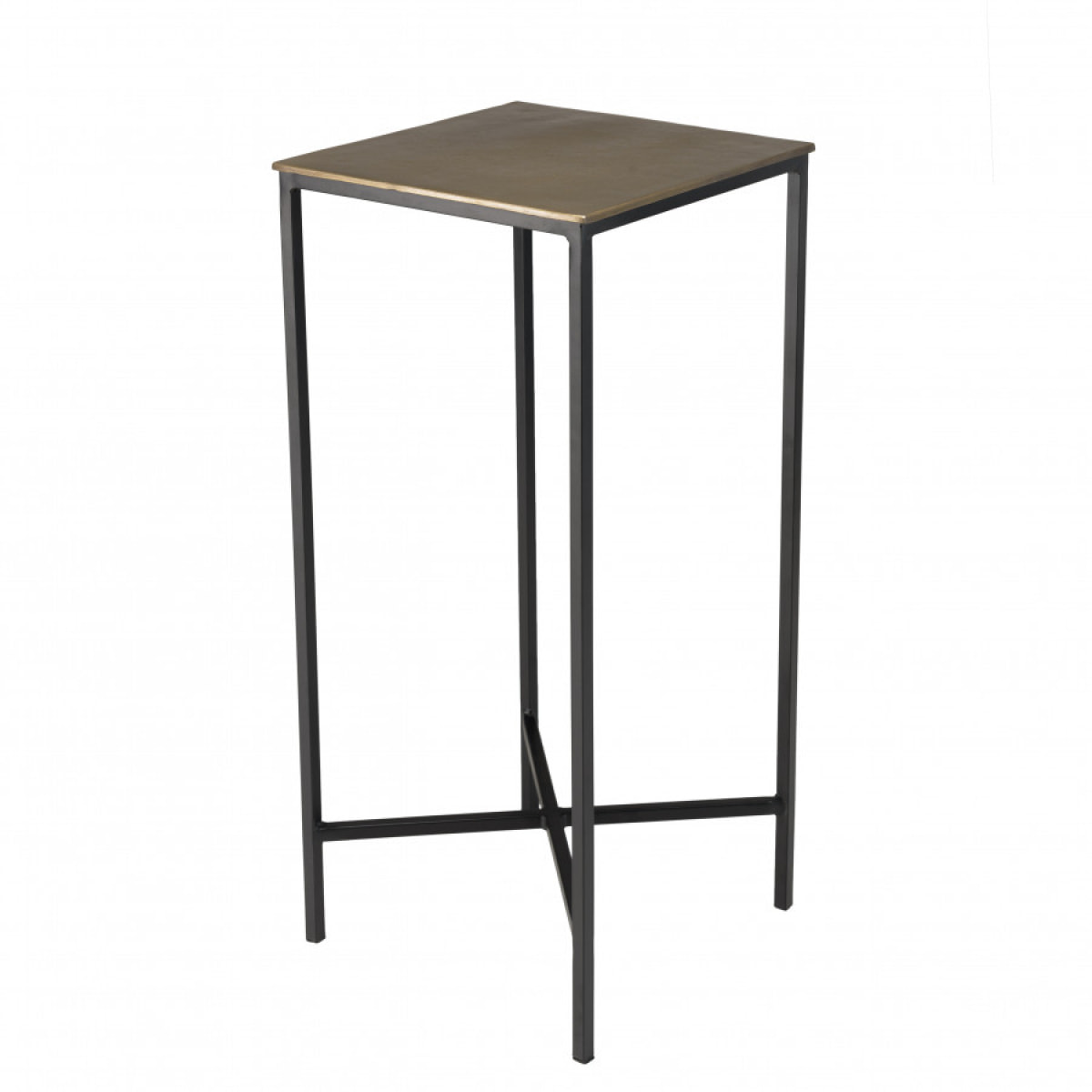 JONAS - Table d'appoint carrée aluminium doré et noir pieds métal