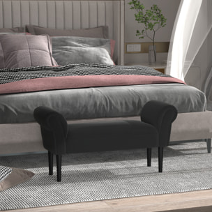 Taburete Pie de Cama con Brazos de Madera 102x31x51cm Negro
