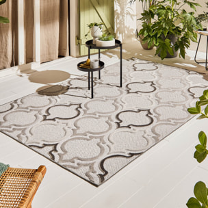 Tapis Loopin 329 gris - Motif en relief - Indoor & Outdoor