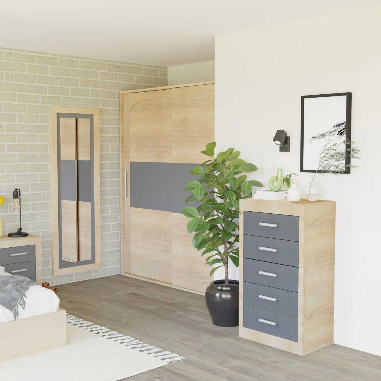 Dormitorio Kira 5C Plus Cambria - Grafito