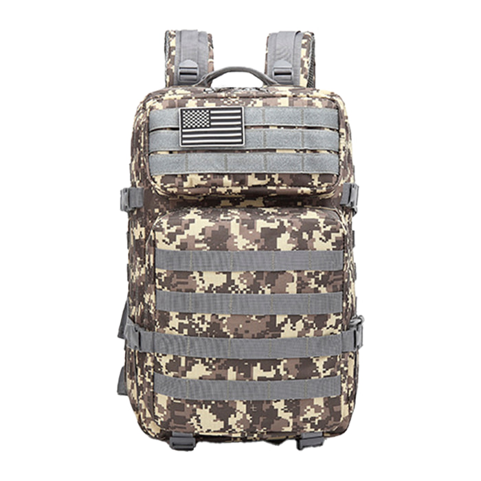 Mochila táctica militar de 45 Litros con sistema Molle de gran capacidad e impermeable. Perfecta para emergencias, días de caza, senderismo y acampadas.