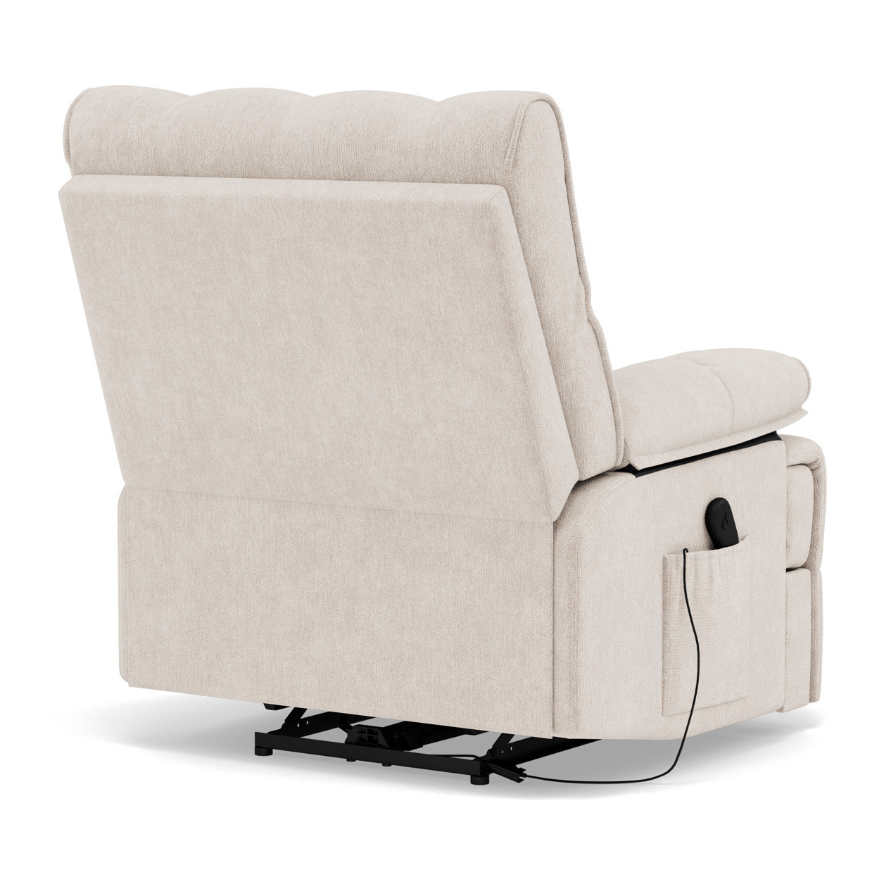 Chandler - Fauteuil relax électrique en velours texturé - Beige