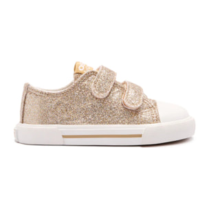 Sneakers basse da bambino con glitter dorati
