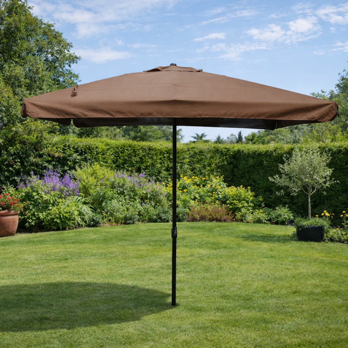 Parasol  marron  carré 2,95 x 2,95 m PALMIA