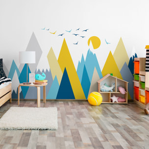 Stickers muraux enfants - Décoration chambre bébé - Autocollant Sticker mural géant enfant montagnes scandinaves BETIKA