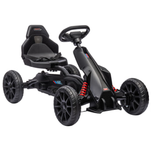 Kart Pedales Go Kart a Pedales para Niños de 3-8 Años con Asiento Ajustable en 4 Posiciones Freno de Mano y Ruedas de EVA Carga 30 kg Negro