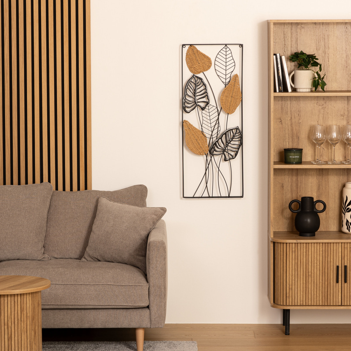 Déco murale "Rosa" en métal & papier 35x90cm noir