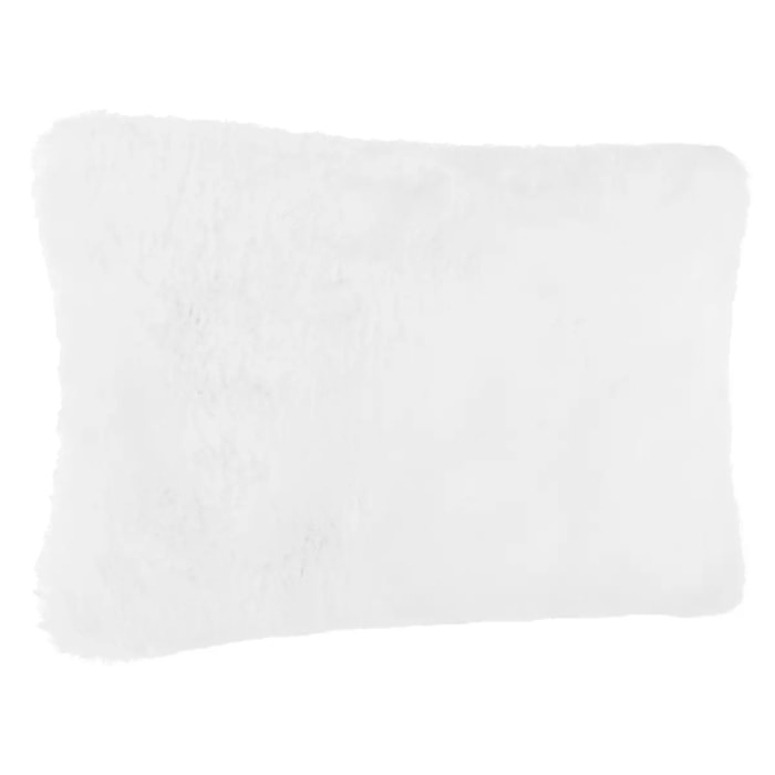 Coussin fausse fourrure blanc 45x30cm