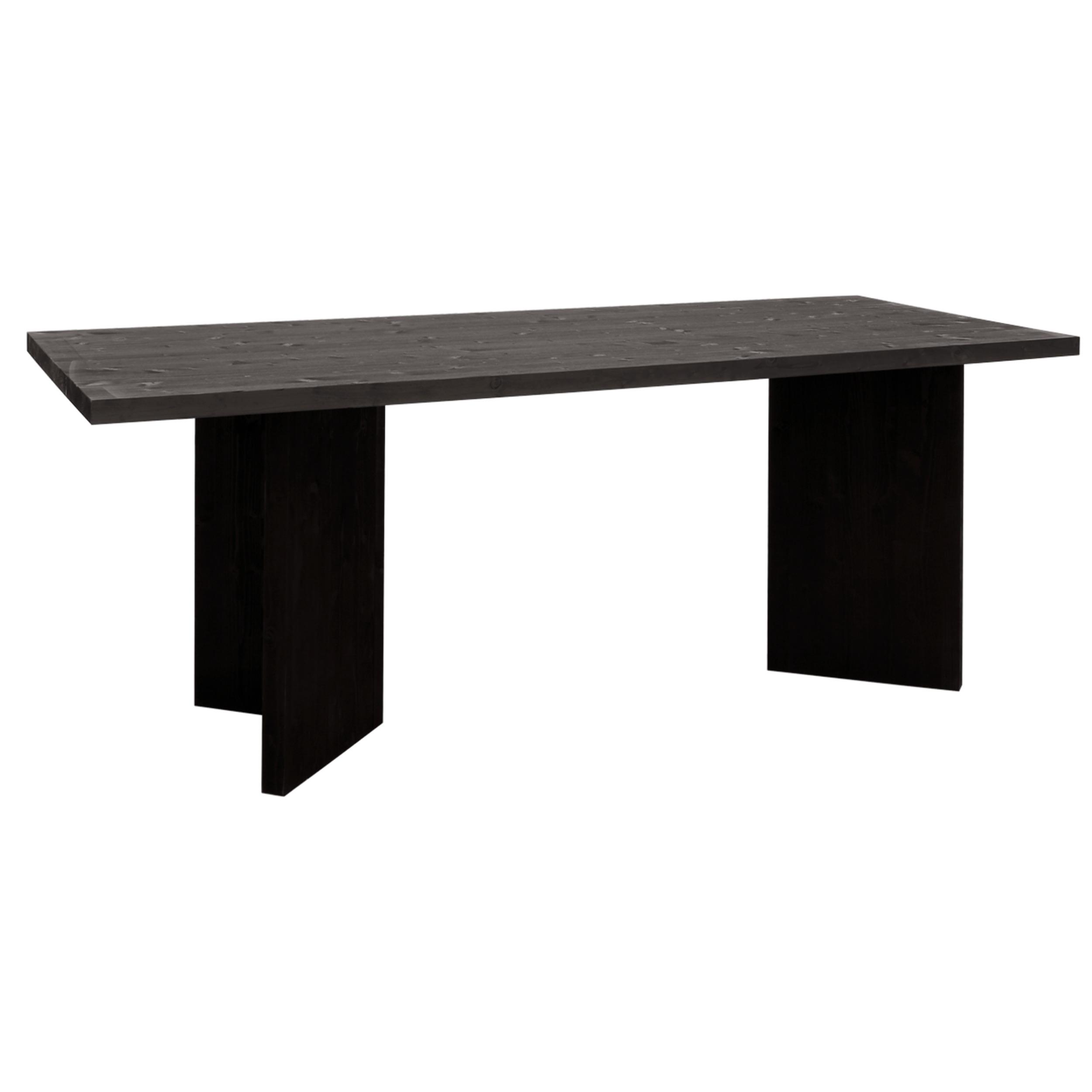 Mesa de comedor de madera maciza en tono negro de varias medidas