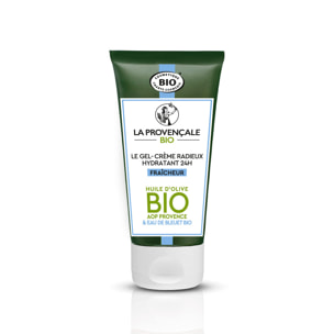 La Provençale - Gel-Crème Radieux Booster d'Hydratation 24H Anti-brillance - Extrait d'Olive & Eau de Bleuet - Tous types de pea