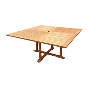 Table de jardin carrée 150 x 150 cm en bois de teck massif - TECKIA
