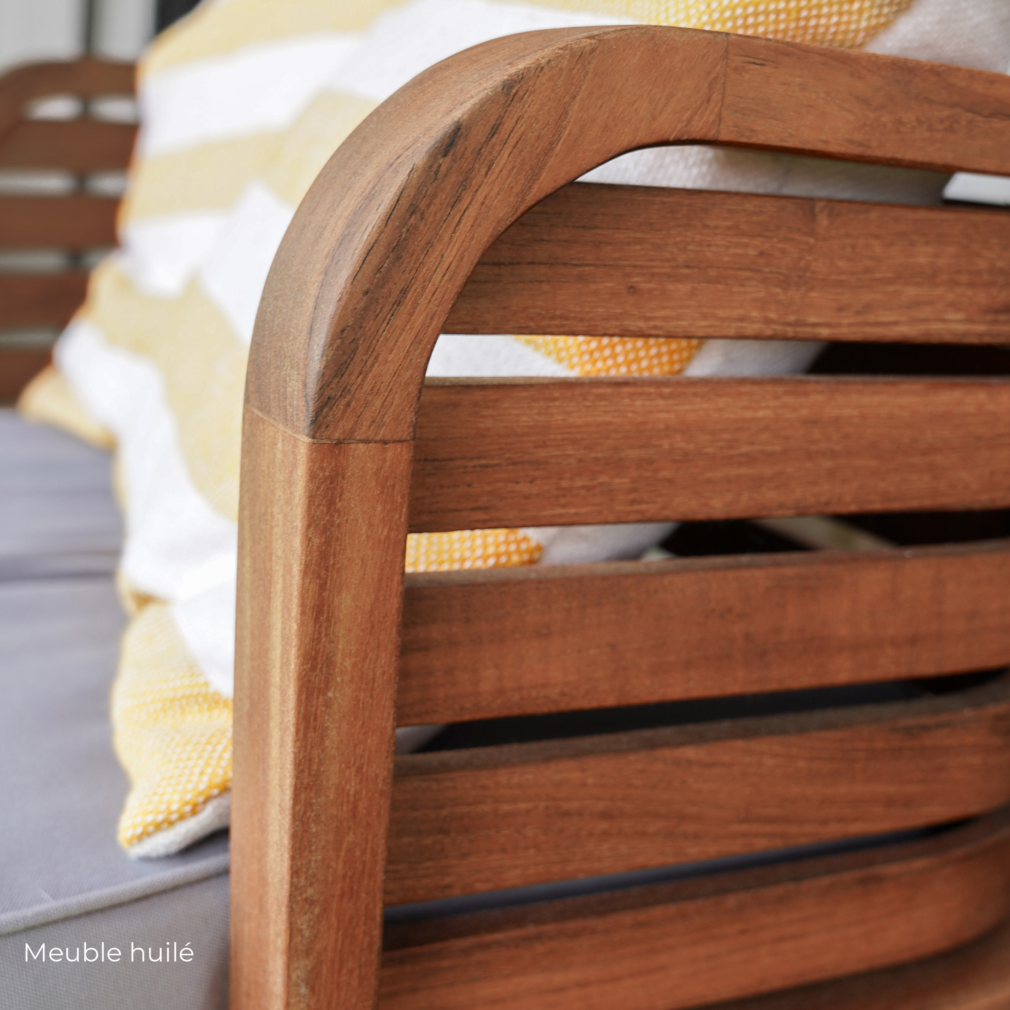 Fauteuil de jardin en teck et coussins gris - Kilda