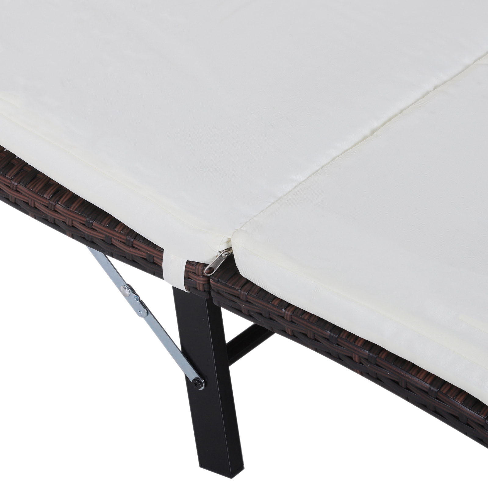 Lot de 2 transats bains de soleil pliables grand confort : matelas, têtière + table basse résine tressée chocolat