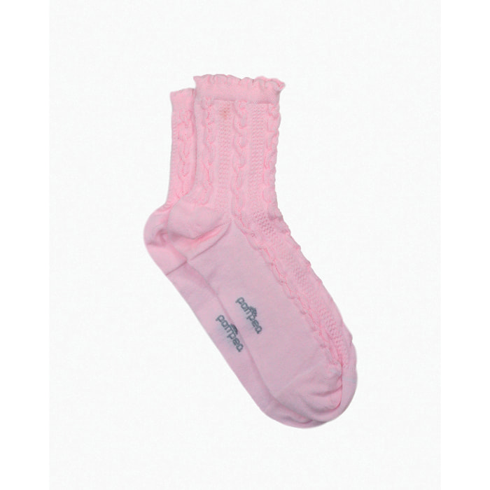 CALZINO COTONE ADELE CON DECORAZIONE TRECCE