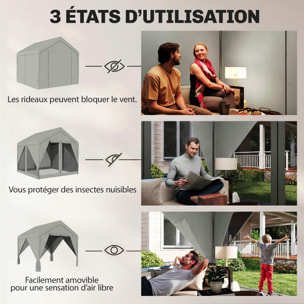 Tonnelle de jardin extérieur hydrofuge structure acier galvanisé gris