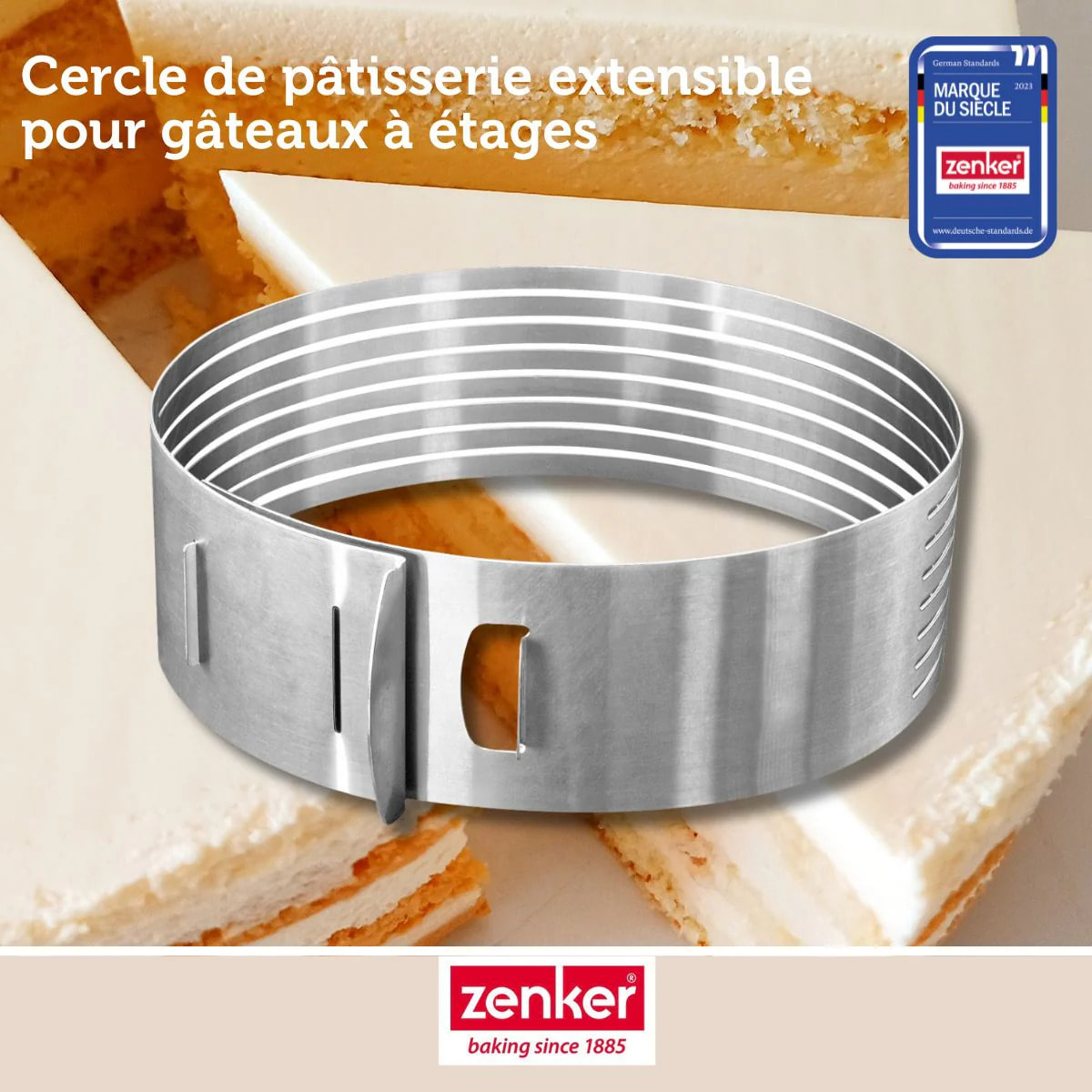 Cercle à pâtisserie pour trancher les gâteaux en étages 26 à 28 cm Zenker Smart Pastry