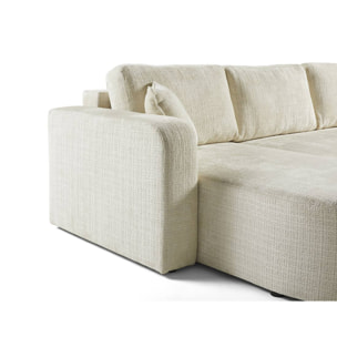 Miro - canapé panoramique en U 7 places - convertible avec coffre - en velours texturé - Beige
