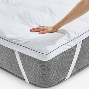 Topper de Plumón 100% Natural de 5cm de grosor | Confort Hotel de Lujo | Funda 100% Algodón