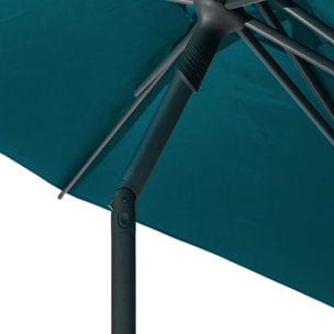 Parasol droit rond "Soya" bleu canard D2,7m en acier