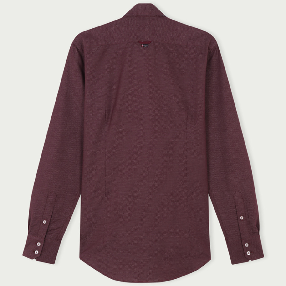 Camicia Uomo 2 Bottoni Button Down Slim Jacquard Fantasia Rosso Bordeaux/Bianco
