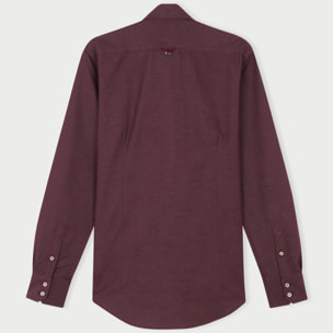 Camicia Uomo 2 Bottoni Button Down Slim Jacquard Fantasia Rosso Bordeaux/Bianco