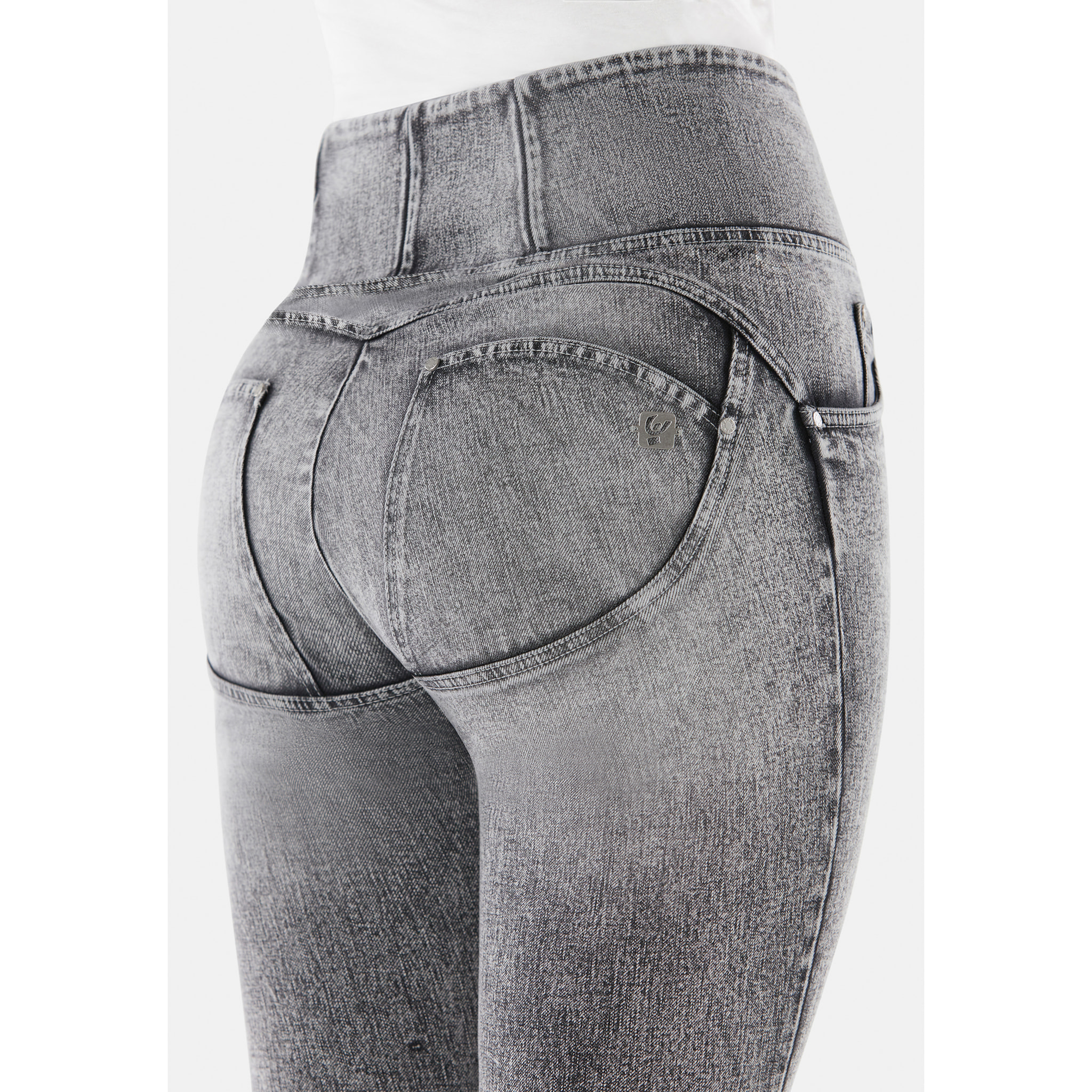 Jeans push up WR.UP® curvy denim navetta marble con strappi