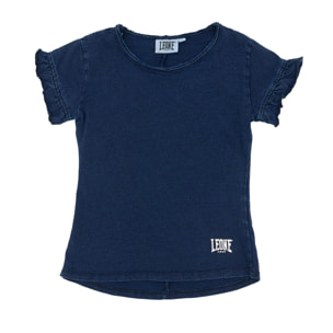 T-shirt a maniche corte da bambina in cotone Leone Blue