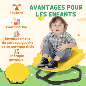 Chaise pivotante sensorielle pour enfant – Siège d'entraînement à l'équilibre et à la coordination – Jaune