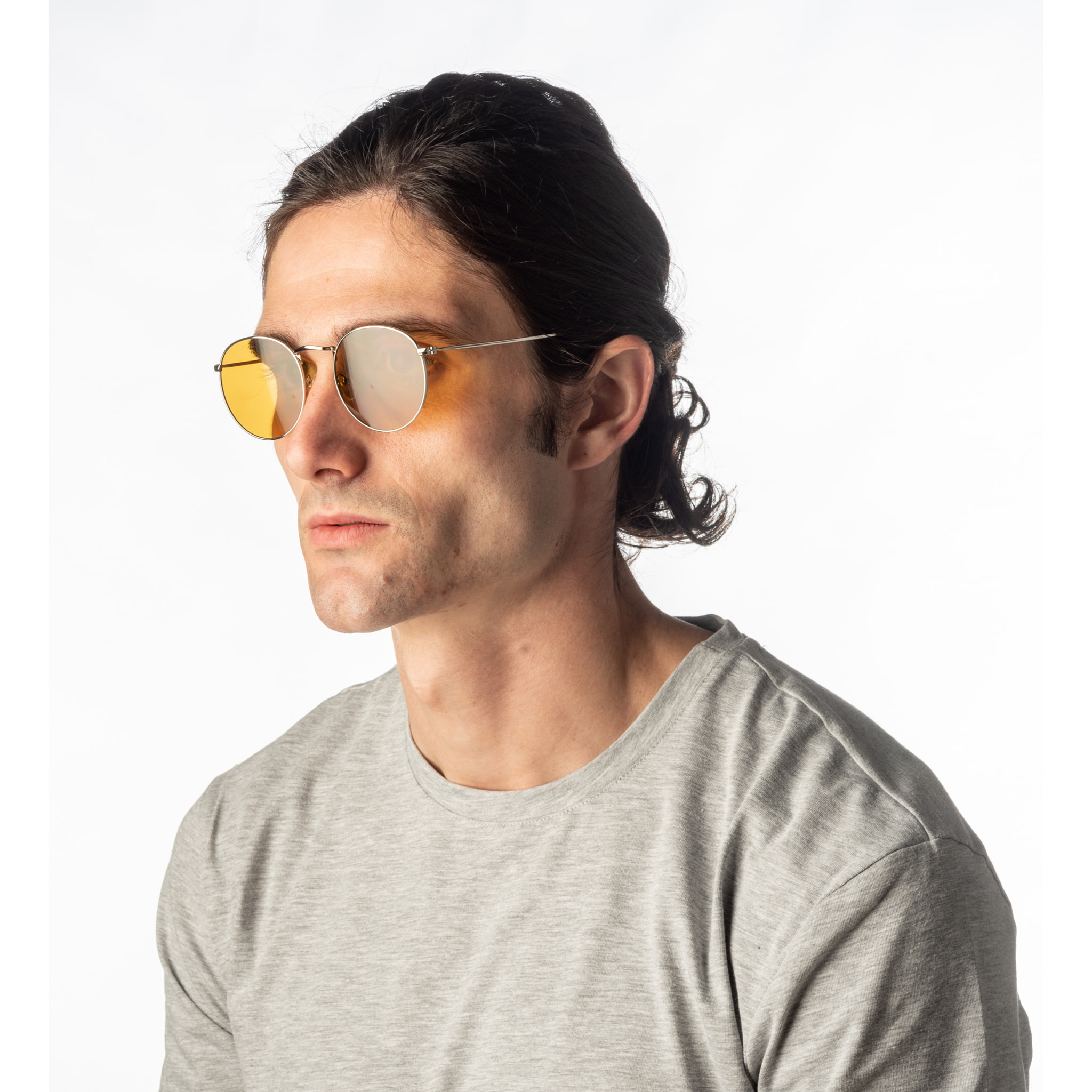 Gafas de sol OCEAN TOKYO - Plateado brillante / Ámbar transparente