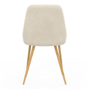 Chaises Olivia en velours crème et pieds bois - lot de 4