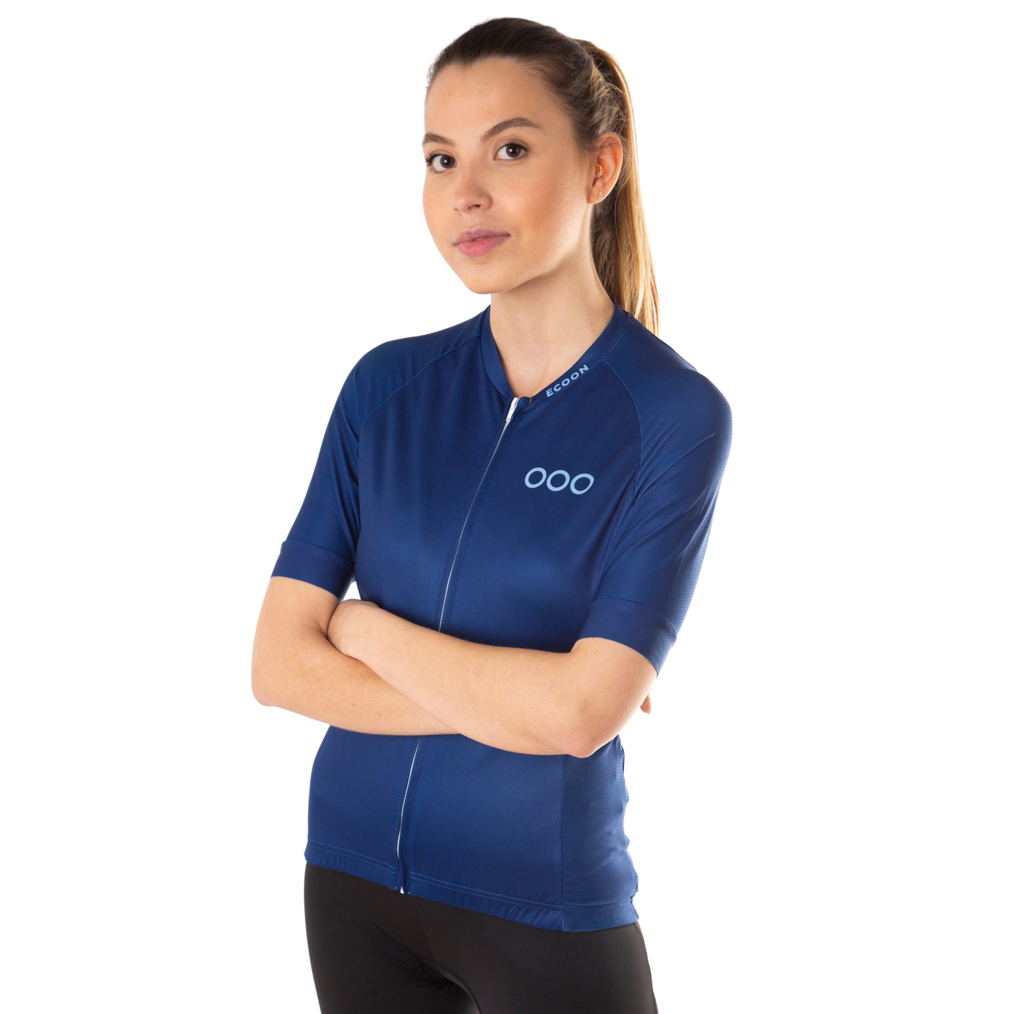 Maglia da ciclismo a maniche corte ECOON Galibier da donna in blu