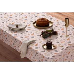 Nappe nöel anti-taches 100% coton FURRY BLANC