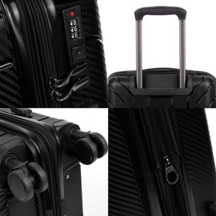Set di 3 valigie trolley espandibili in PP resistente alla rottura. Serratura TSA numerica, 4 ruote doppie girevoli a 360°.