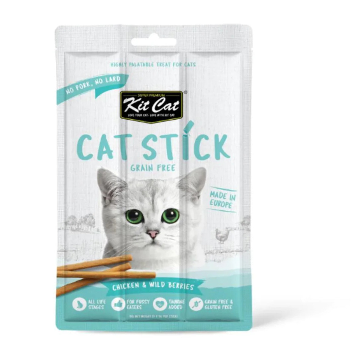 Kit Cat Cat Stick - Chicken & Wild Berries 15 g Snack semihúmedo para gatos