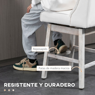 Juego de 2 Taburetes de Bar con Respaldo, Giratorios 180°, Taburetes Altos de Cocina con Reposapiés, Patas de Madera, para Salón, Comedor, Beige