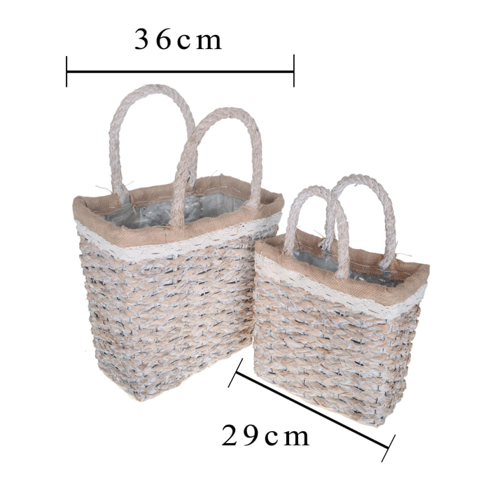 Set Di 2 Borse Alte Rettangolari. Altezza 53 Cm - Pezzi 1 - 36X53X21cm - Colore: Bianco - Bianchi Dino - Cesti Rettangolari E Quadrati