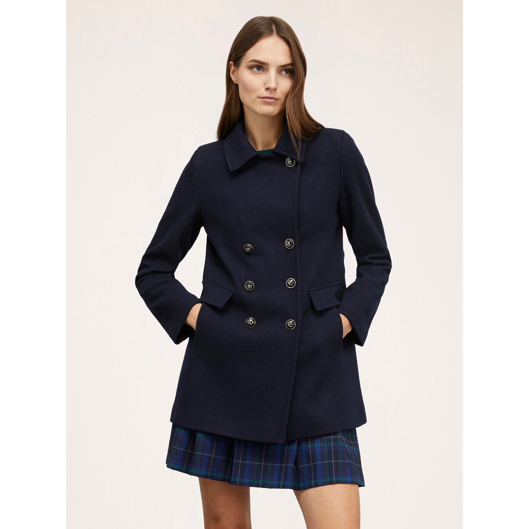 Motivi - Cappotto doppiopetto misto lana - Blu