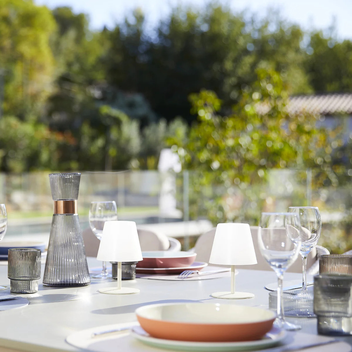 4 Lampes de table sans fil TWINS Sable H16cm