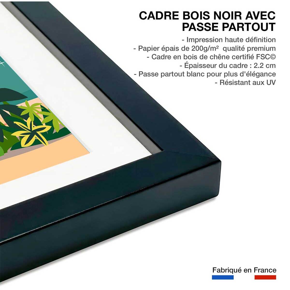 Poster de monaco dream Affiche + cadre en bois - Noir