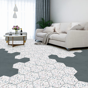 Sticker Sol avec laminat de Protection en Plastique Anti-dérapant | Stickers adhésif Sol - TOMETTES TERRAZZO NUCCIO -