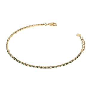 Bracciale Tennis Bicolore Golden con Cubic Zirconia Verdi e Bianche