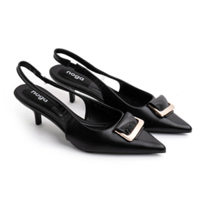 Slingback con maxi fibbia - NERO