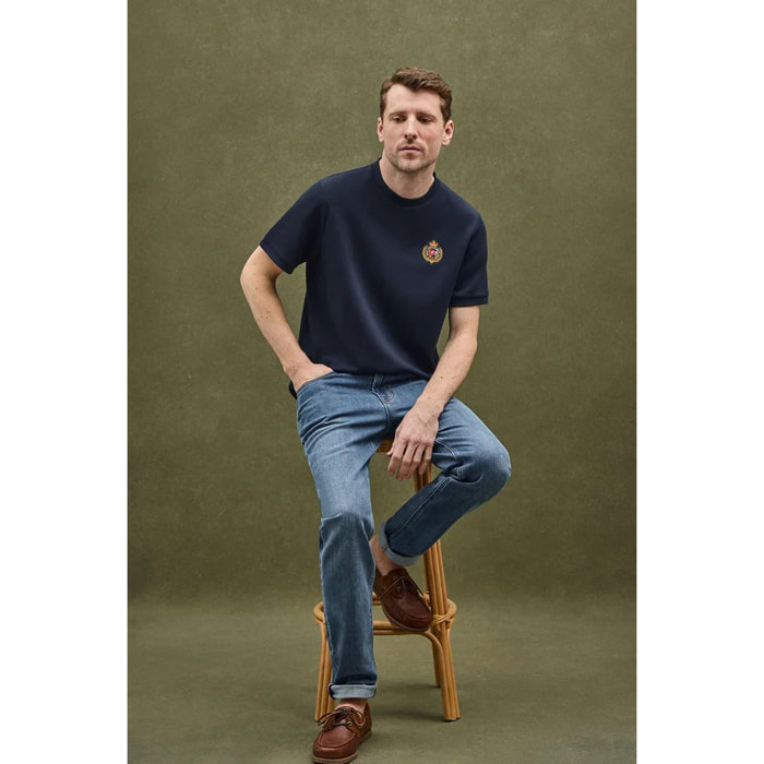 Maglietta blu marino a maniche corte con logo nautico Polo Club