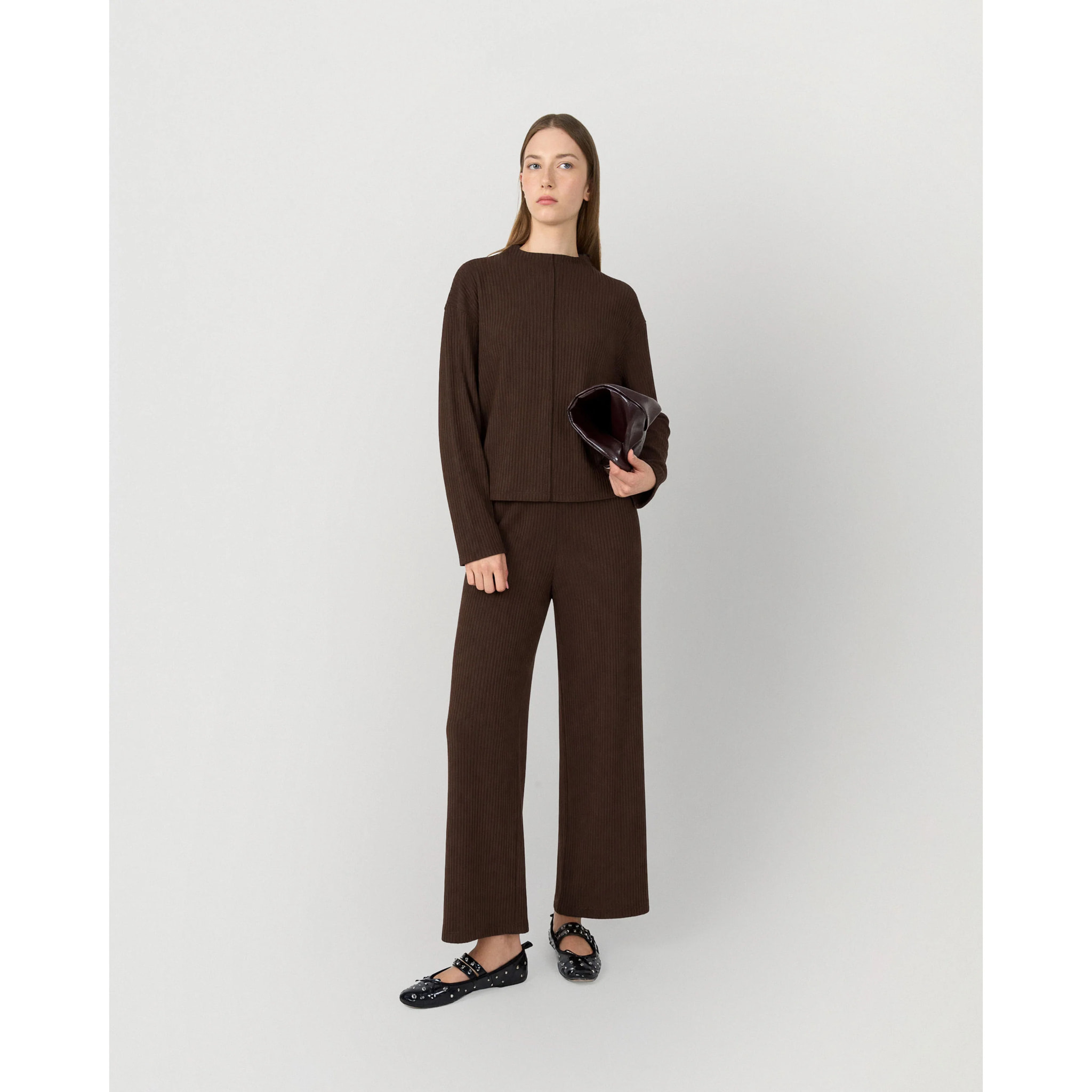 Set jersey pantalón canalé chocolate