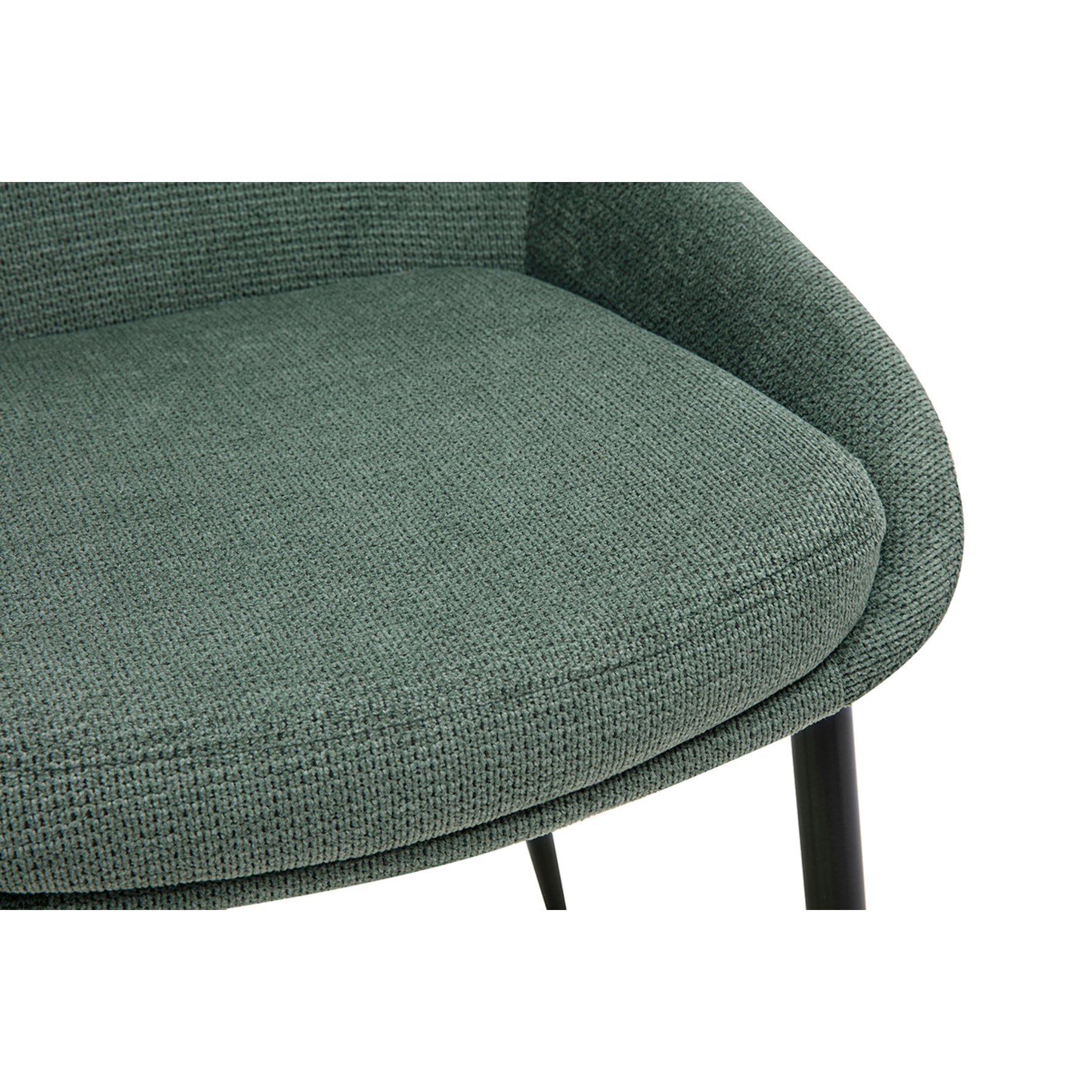 Chaises design en tissu chenille vert kaki et métal noir (lot de 2) HOLO