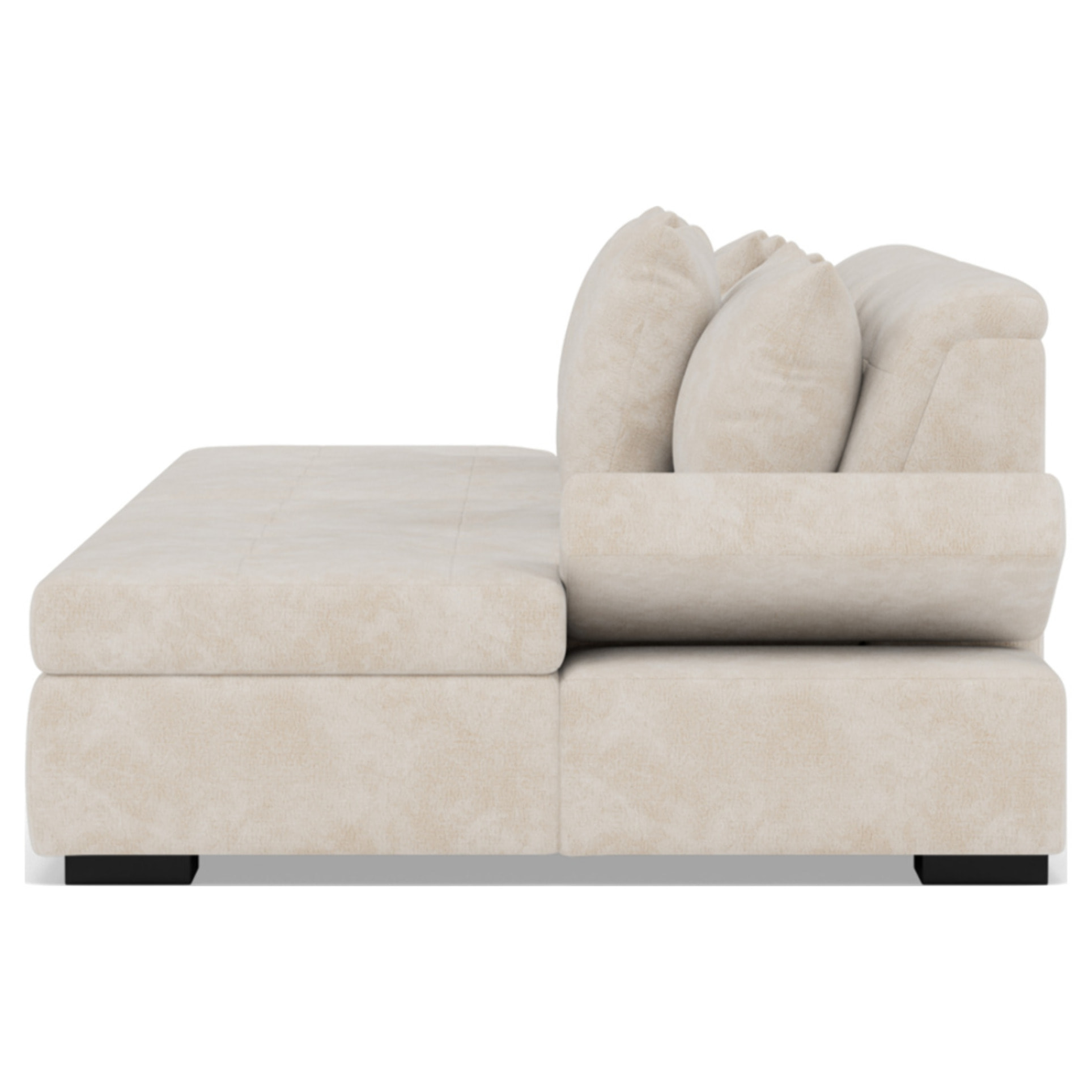 Vermont - canapé droit 4 places avec double méridienne - assise profonde - en velours texturé - Beige