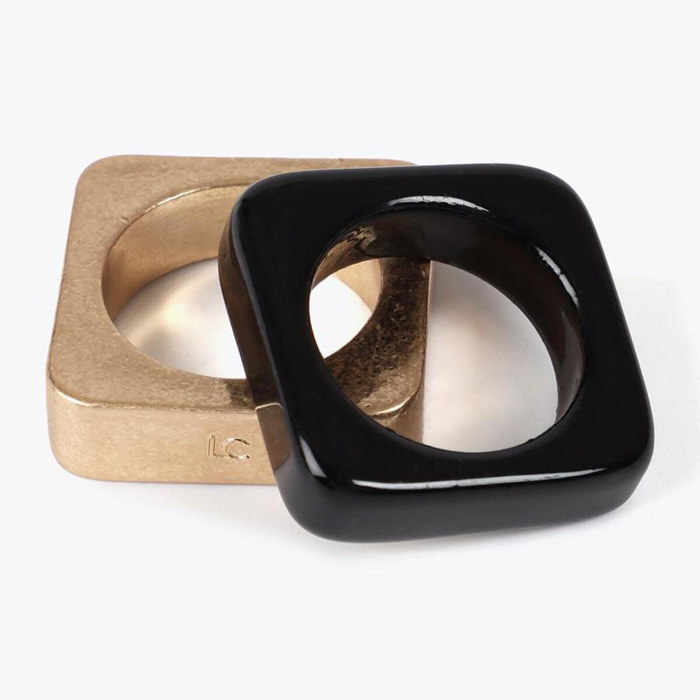 Set Anelli Quadrati Bicolore