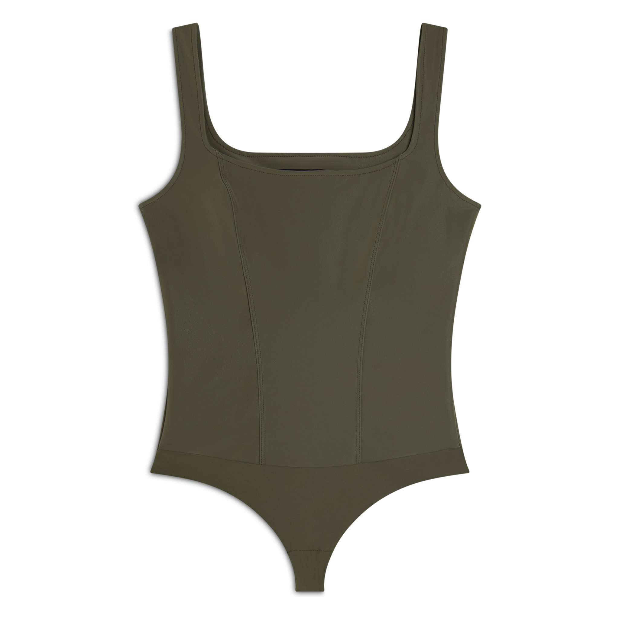 Body scollo quadrato in similpelle lucida