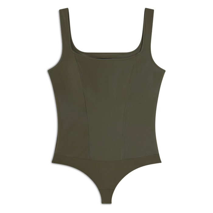 Body scollo quadrato in similpelle lucida