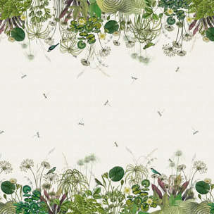 Nappe lin & coton lavé 150 g/m² imprimé multicolore Nenuphars parchemin